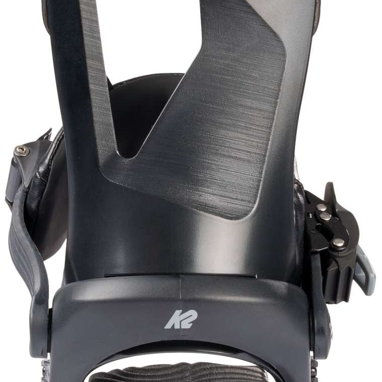 K2 Women's Bedford 2024 snowboard bindings feature a black and gray design.