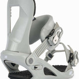 K2 Bedford 2024 women's snowboard bindings feature a gray base and white upper.