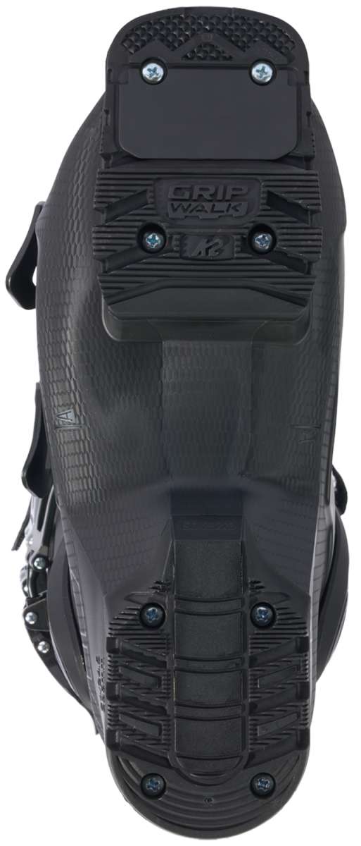 Black K2 Women's BFC 75 ski boot sole with textured tread and visible hardware.