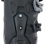 K2 Women's BFC 75 ski boot, 2024 model, features a black exterior with pink accents and a distinctive rear design.