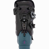 The K2 Ladies BFC 95 Heat GripWalk Ski Boots for the 2021-2022 season are displayed. These boots feature a blue and black color scheme, with a heat grip sole for added traction on snowy surfaces. The boots have a buckle closure system for secure fit and comfort.