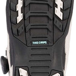 K2 Contour snowboard boot, white and black design with a blue accent, features a textured sole.