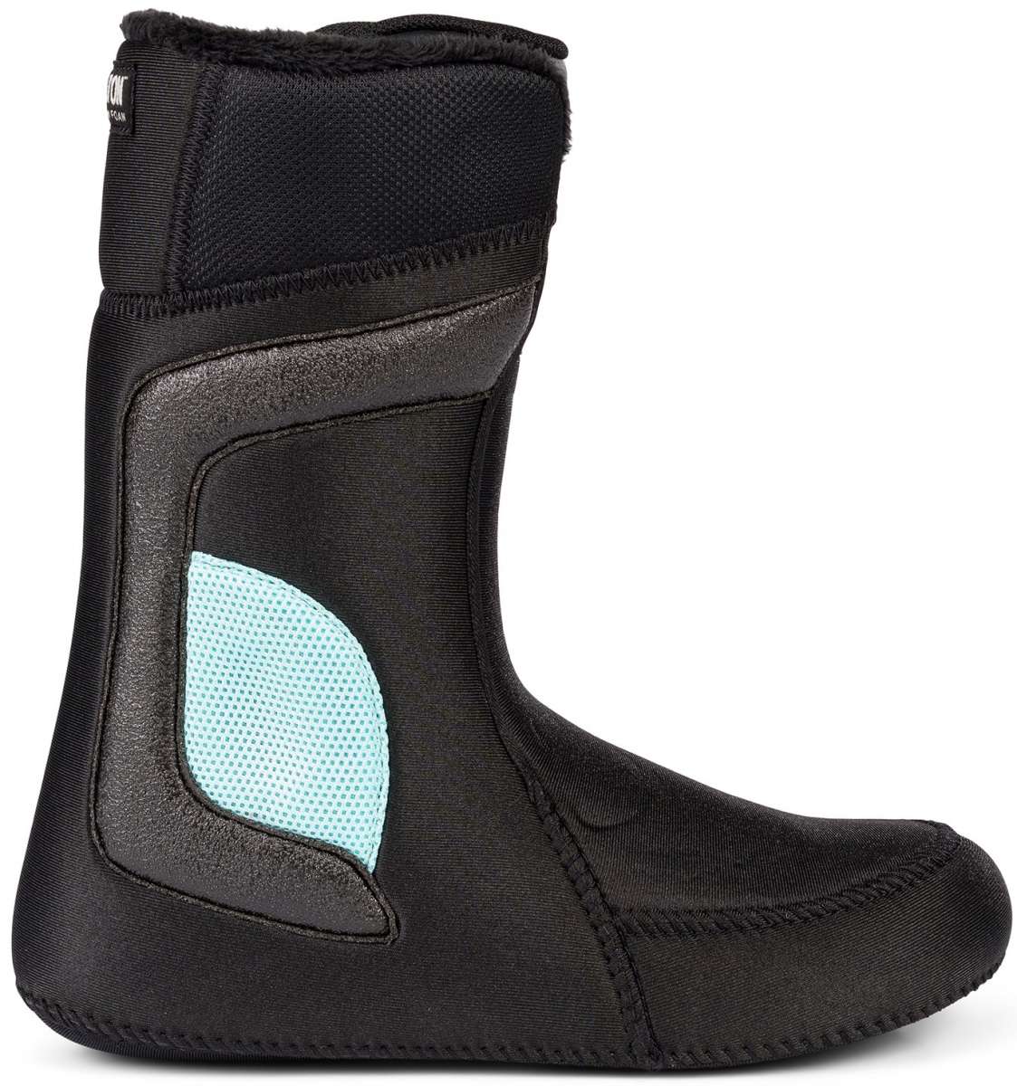 K2 Women's Contour snowboard boot, black with blue accents, features a streamlined design.