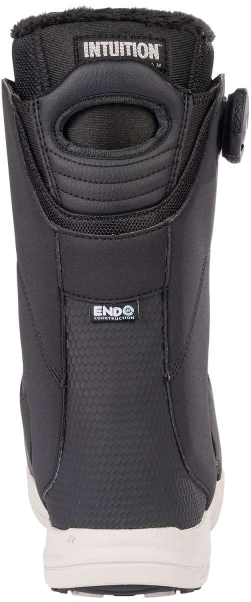 K2 Women's Contour snowboard boot, black and white design with a distinctive rear cinch strap.