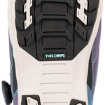 K2 Contour snowboard boot features a purple and teal design with a black sole and adjustable BOA closure.