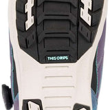 K2 Contour snowboard boot features a purple and teal design with a black sole and adjustable BOA closure.