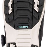 Black K2 Contour snowboard boot sole with blue accents and textured tread pattern.