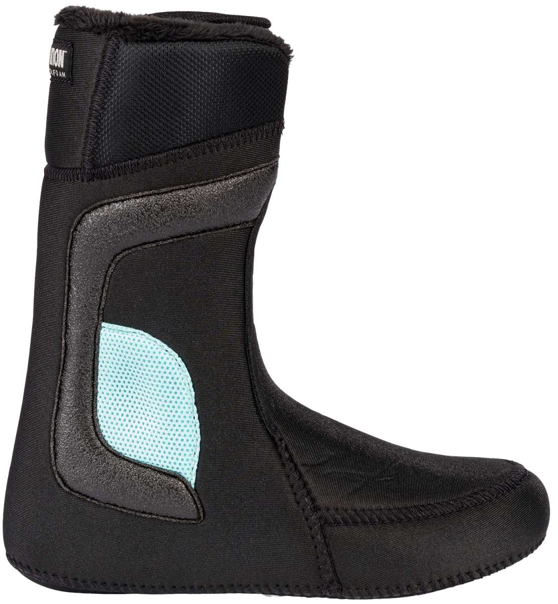 K2 Women's Contour snowboard boot, black with teal accents, features a streamlined design.