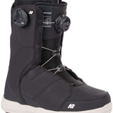 White K2 Contour snowboard boot features a black logo and BOA lacing system.