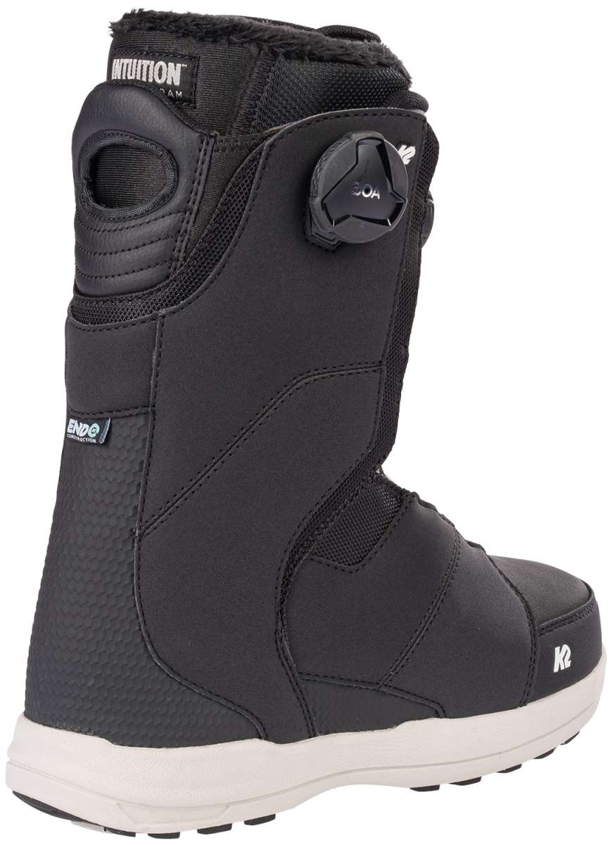 Black K2 Contour snowboard boot with Intuition liner and Boa dial system.