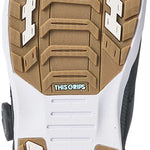 K2 women's Contour snowboard boot sole features a black tread with teal accents.