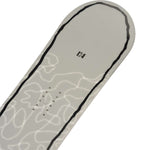 K2 Women's First Lite 2024 snowboard features a white base with gray floral graphics.
