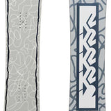 K2 Women's First Lite snowboard, 2024 model, features a white base with distinctive gray graphics.