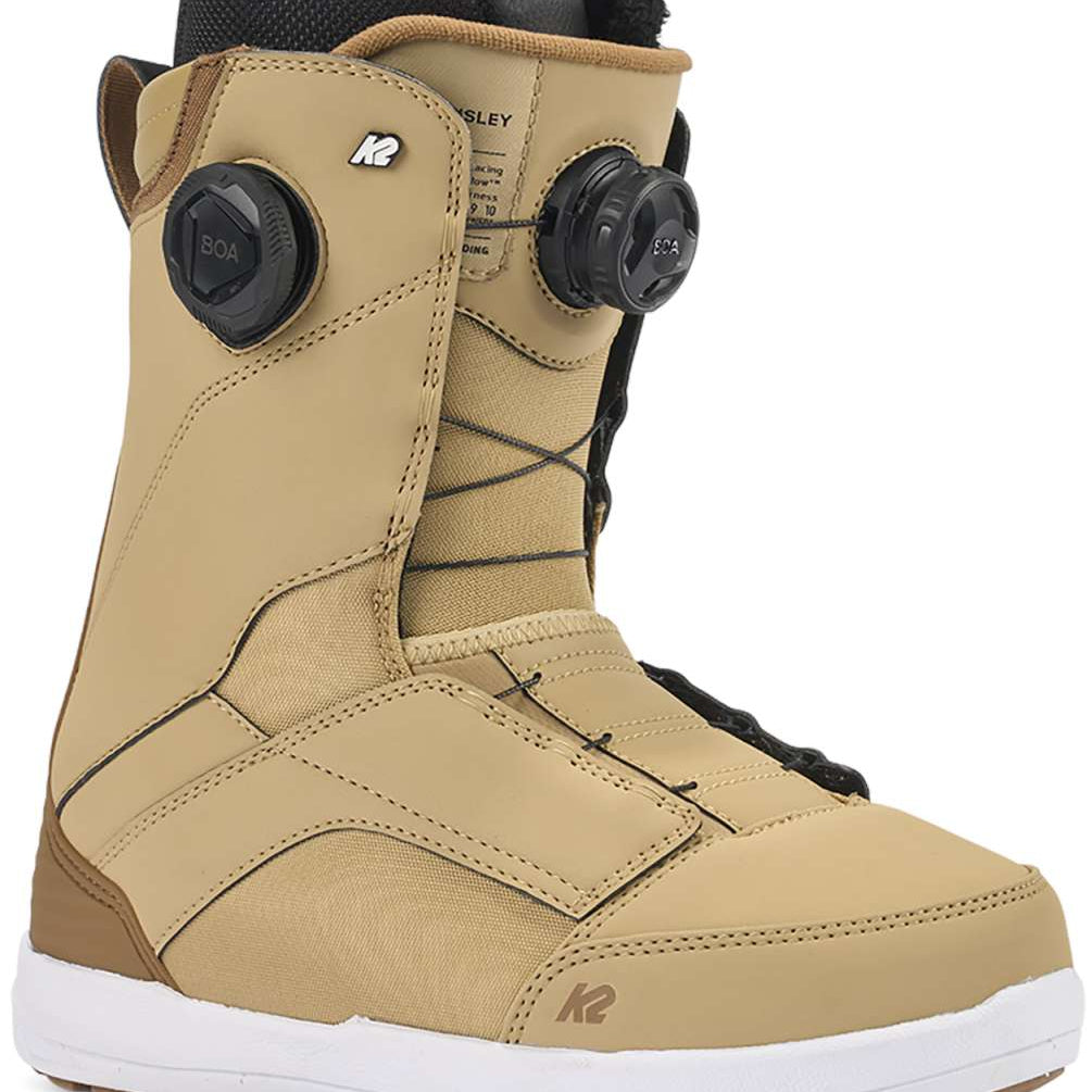 K2 Women's Kinsley snowboard boot in white with black accents and BOA lacing system.