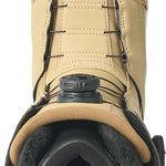 K2 Women's Kinsley Snowboard Boot 2024 features a tan exterior with black accents and speed lace closures.