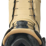 K2 Women's Kinsley Snowboard Boot 2024 features a tan exterior with black accents and speed lace closures.