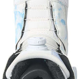 K2 Women's Kinsley Snowboard Boot 2024 features a black and white design with a teal accent.