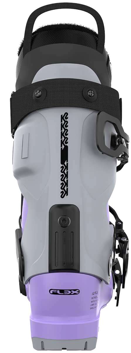 K2 Women's Method 2023 ski boot features a purple and white design with visible hardware.