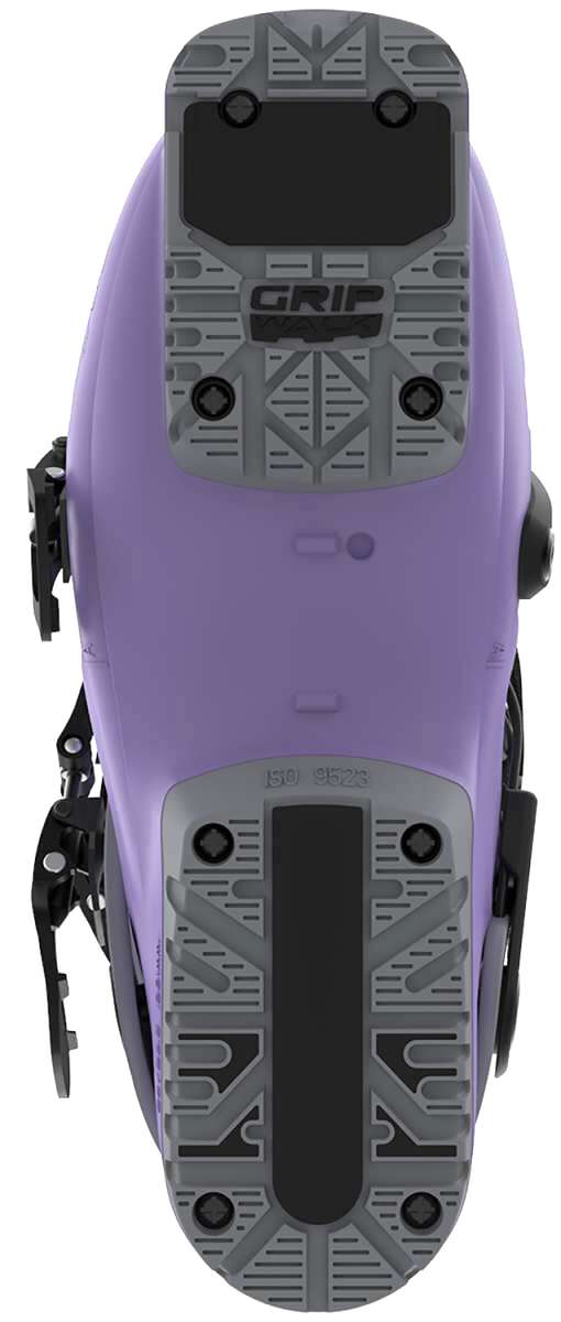Purple K2 Method 2023 women’s ski boot with black accents and textured sole.