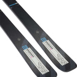 K2 Mindbender 85 skis feature a black and white design with red accents.