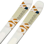 K2 Women's Mindbender 89Ti skis, 2024 model, feature a white and red design with distinctive graphics.