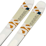 K2 Women's Mindbender 89Ti skis, 2024 model, feature a white and red design with distinctive graphics.