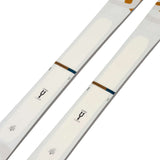K2 Women's Mindbender 89Ti skis, 2024 model, feature a white design with red and gray accents.