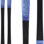 K2 Mindbender 89Ti skis feature a blue and white design with a distinctive graphic.