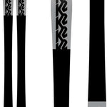 The image shows a pair of K2 Women's Mindbender 89Ti Flat Skis for the year 2023. The skis are black and white with the brand name "K2" prominently displayed on them.