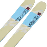 K2 Women's Mindbender 90C skis, 2024 model, feature a yellow and black graphic design.