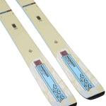 K2 Mindbender 90C skis feature a white design with red and black graphics.