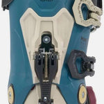 K2 Mindbender 95 BOA ski boots feature a blue and white color scheme with a distinctive red accent.