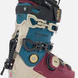 K2 Mindbender 95 BOA ski boots feature a blue and white color scheme with visible BOA dial.