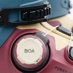 K2 Mindbender 95 BOA ski boot features a red and black color scheme with a visible BOA dial.