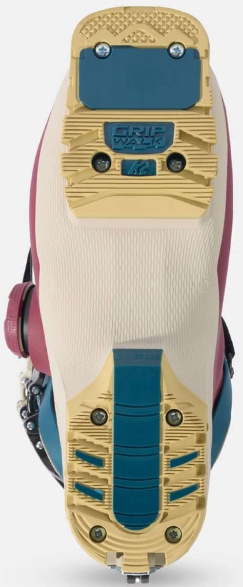 K2 Women's Mindbender 95 BOA Ski Boots 2024 - A pair of women's ski boots with a blue and white color scheme, featuring a textured pattern on the upper material.