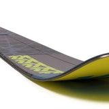 The K2 Ladies Mindbender 98Ti Alliance Flat Ski 2021-2022 is a yellow and black ski with a unique design, featuring a flat top for better control and stability.