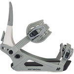 K2 Women's Network snowboard bindings feature a gray and white color scheme.