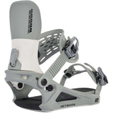 K2 Network snowboard bindings feature a gray colorway and distinctive design.