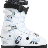 K2 Revolver TBL 100 ski boot features a white and silver design with visible straps.