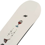 K2 Women's Spellcaster snowboard, 2024 model, features a white base with colorful graphic details.