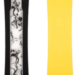 K2 Manifest 2022 snowboard features a black and gray graphic on a yellow base.