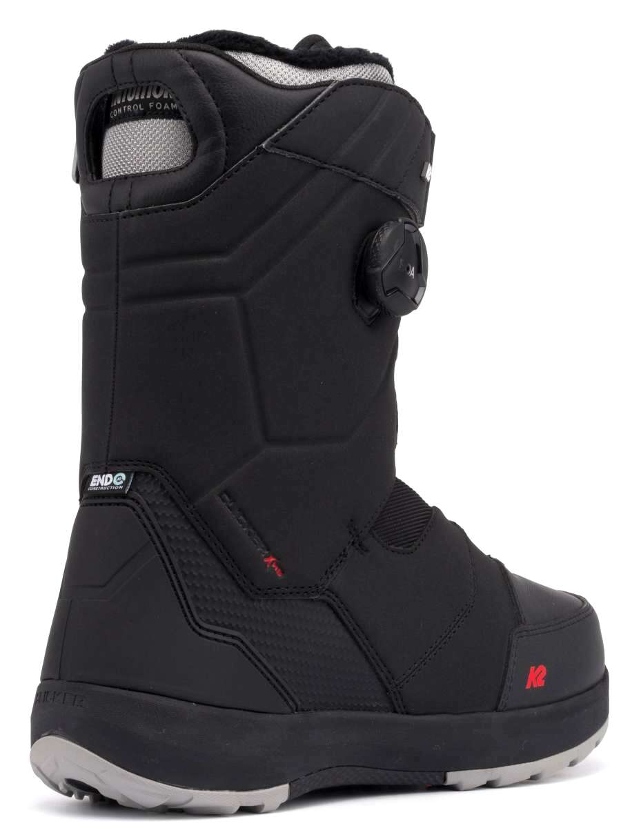 The K2 Maysis Clicker X HB snowboard boots for 2022 are black and feature a BOA dial closure system.