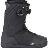 Black K2 Maysis snowboard boot features a gray dial and minimalist design.