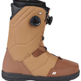 Brown K2 Maysis snowboard boot with black accents and a gray dial system.