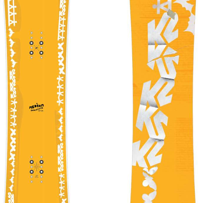 K2 2024 snowboard features a yellow and black design.