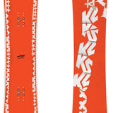 K2 2024 medium snowboard features a distinctive graphic and blue base.