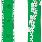 K2 2024 snowboard, medium size, features a black and green design with white graphics.
