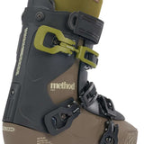 K2 Method Pro 100 ski boot features a black and green design with visible hardware.