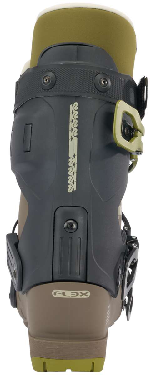 K2 Method Pro 100 ski boot, 2024 model, features a brown and yellow color scheme with black hardware.