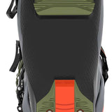 Green and black K2 Mindbender ski boot sole with red accents and visible hardware.